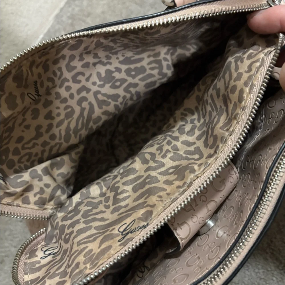 Guess Tan Satchel with Logo Pattern - Picture 4 of 8